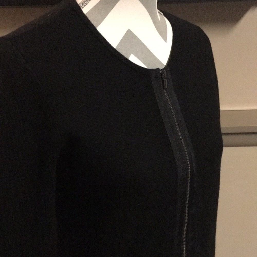TALBOTS Merino Wool Sweater Dress, Zipper Detailing, Black, Medium - Picture 2 of 6